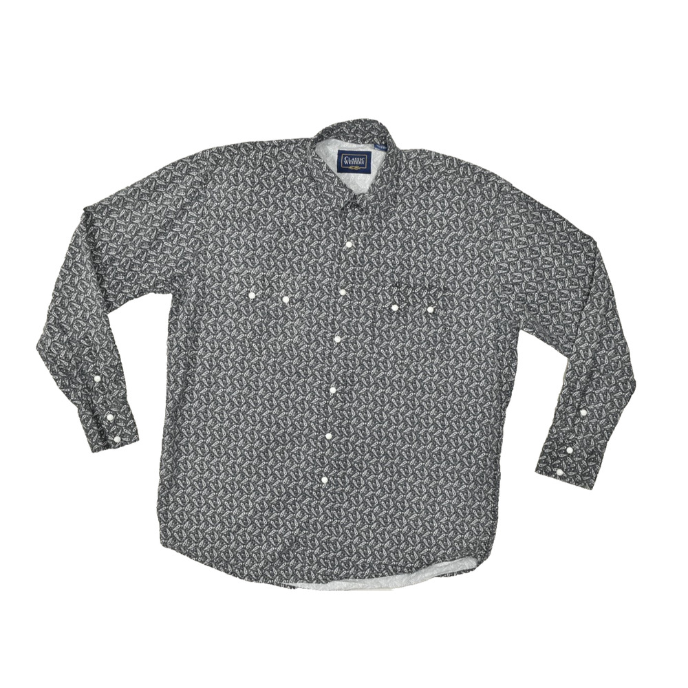 Classic Western Men's Regular Size XL Paisley Cotton Snap Button Down Shirt